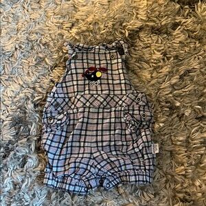 Plaid Kids Romper with Embroidered Design